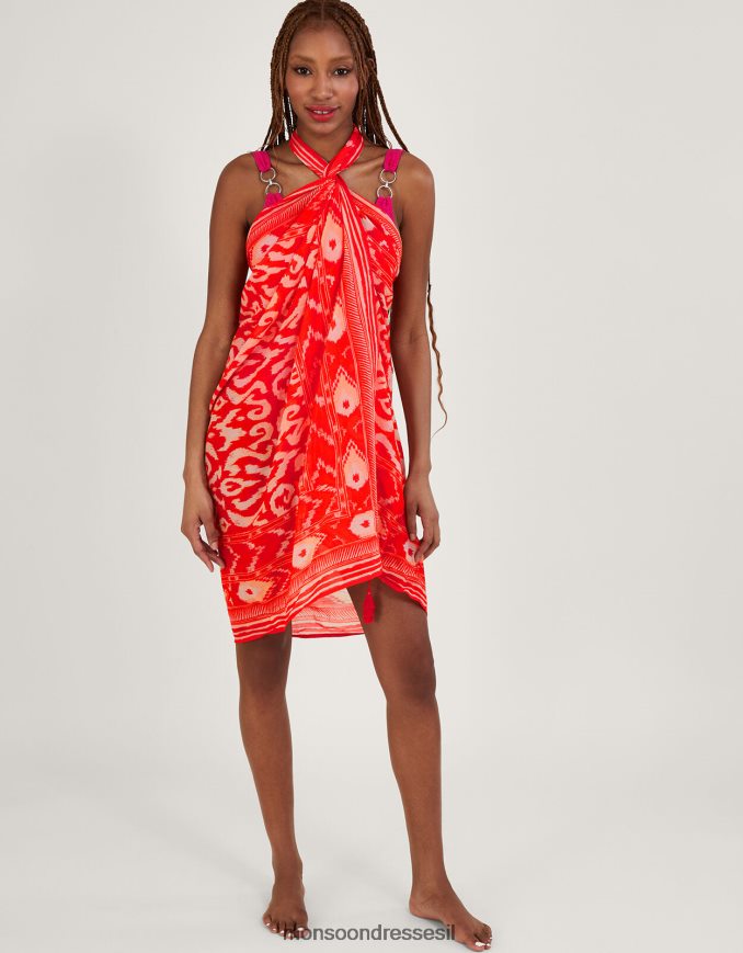 הַלבָּשָׁה Monsoon סרונג הדפס ikat תפוז נשים HTJ0TZ1185