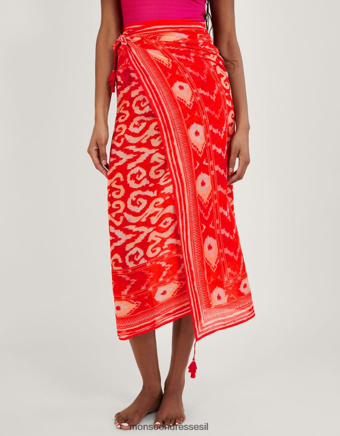 הַלבָּשָׁה Monsoon סרונג הדפס ikat תפוז נשים HTJ0TZ1185