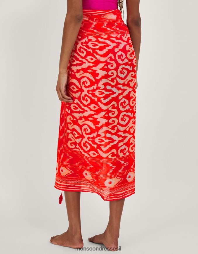 הַלבָּשָׁה Monsoon סרונג הדפס ikat תפוז נשים HTJ0TZ1185