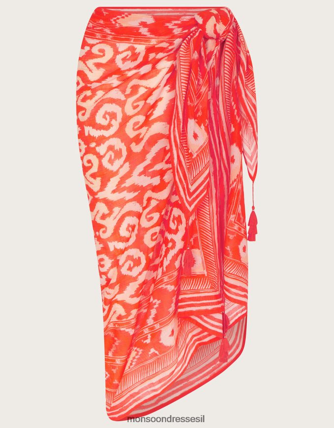 הַלבָּשָׁה Monsoon סרונג הדפס ikat תפוז נשים HTJ0TZ1185