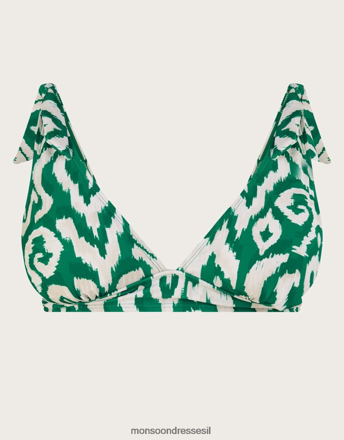 הַלבָּשָׁה Monsoon חולצת ביקיני בהדפס ikat עם פוליאסטר ממוחזר ירוק נשים HTJ0TZ436