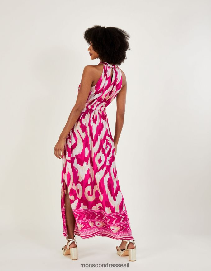 הַלבָּשָׁה Monsoon שמלת מקסי בהדפס גבולות של ikat וָרוֹד נשים HTJ0TZ477