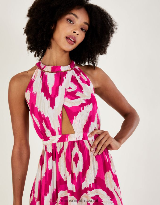 הַלבָּשָׁה Monsoon שמלת מקסי בהדפס גבולות של ikat וָרוֹד נשים HTJ0TZ477