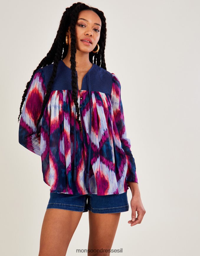 הַלבָּשָׁה Monsoon ז'קט פרימיום בהדפס ikat סָגוֹל נשים HTJ0TZ660