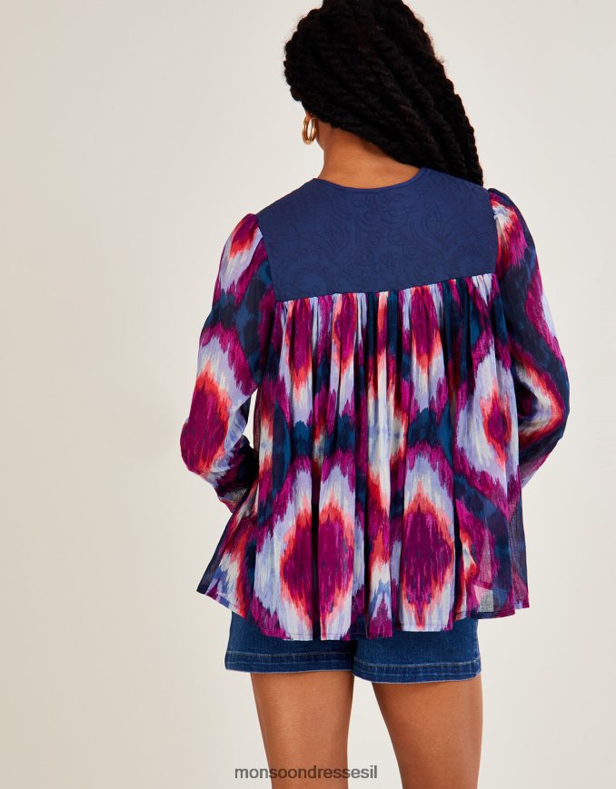 הַלבָּשָׁה Monsoon ז'קט פרימיום בהדפס ikat סָגוֹל נשים HTJ0TZ660