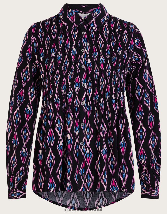 הַלבָּשָׁה Monsoon חולצה מרומזת בהדפס ikat ב-lenzing ecovero וָרוֹד נשים HTJ0TZ1019