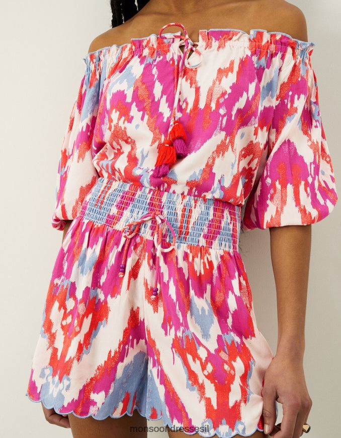 הַלבָּשָׁה Monsoon מכנסי הדפס ikat ב-lenzing ecovero וָרוֹד נשים HTJ0TZ1115