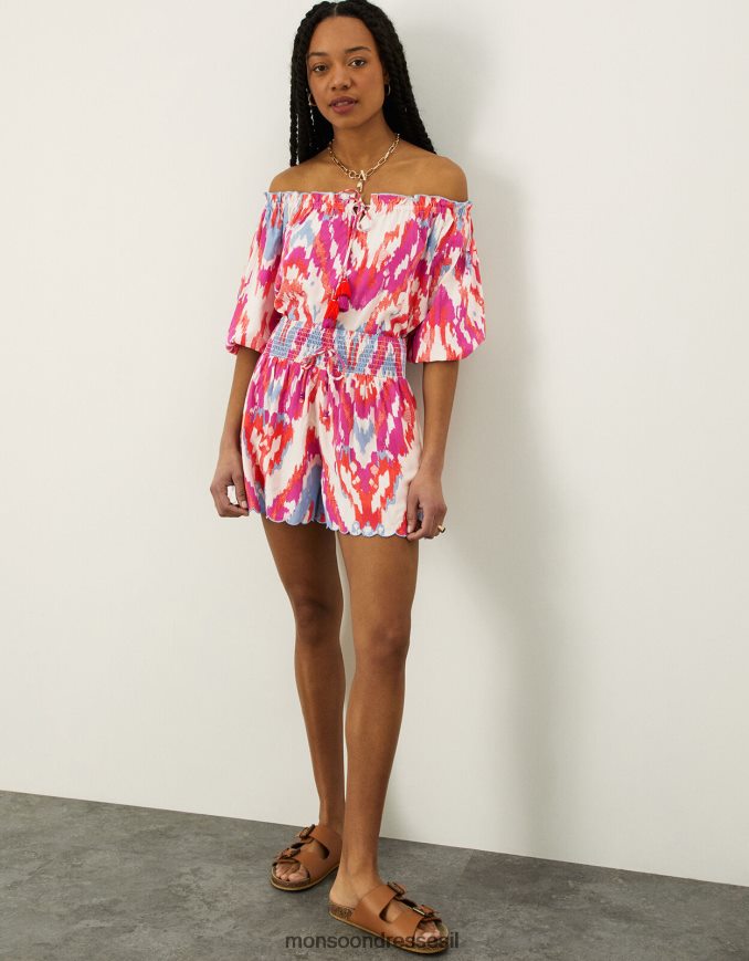 הַלבָּשָׁה Monsoon מכנסי הדפס ikat ב-lenzing ecovero וָרוֹד נשים HTJ0TZ1115