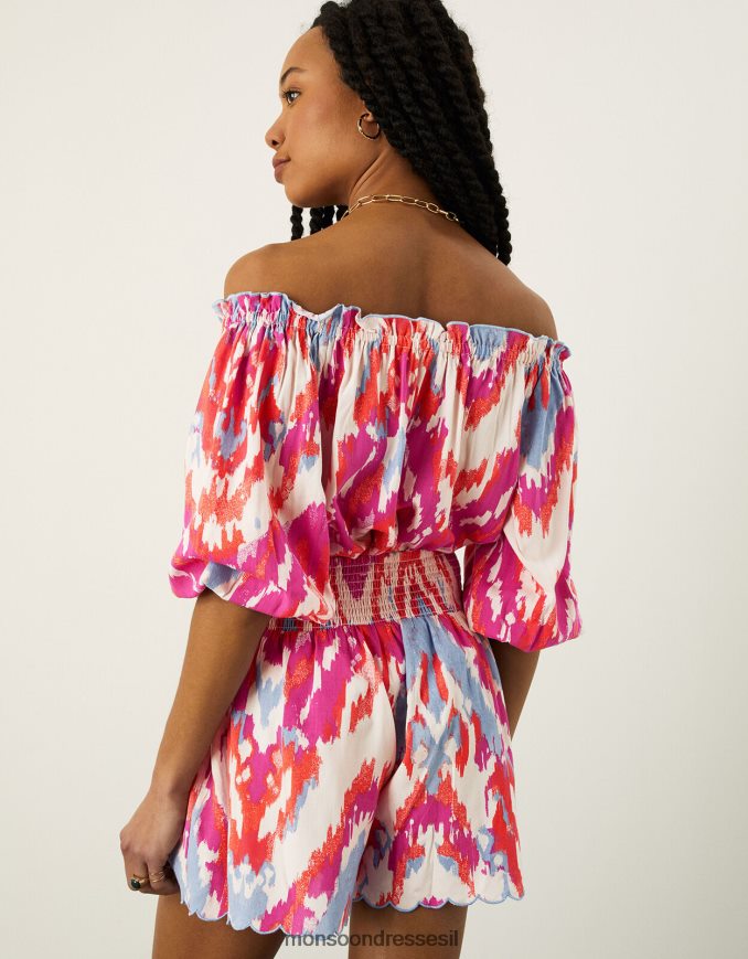 הַלבָּשָׁה Monsoon מכנסי הדפס ikat ב-lenzing ecovero וָרוֹד נשים HTJ0TZ1115