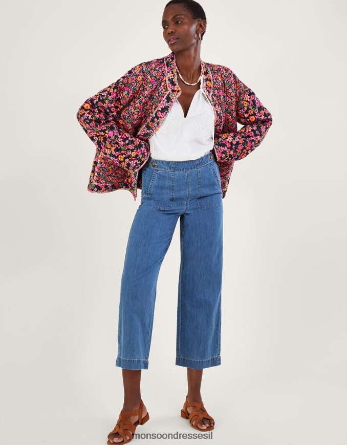 הַלבָּשָׁה Monsoon ז'קט קווילט עם הדפס פרחים ו-ikat ב-lenzing ecovero תפוז נשים HTJ0TZ2803