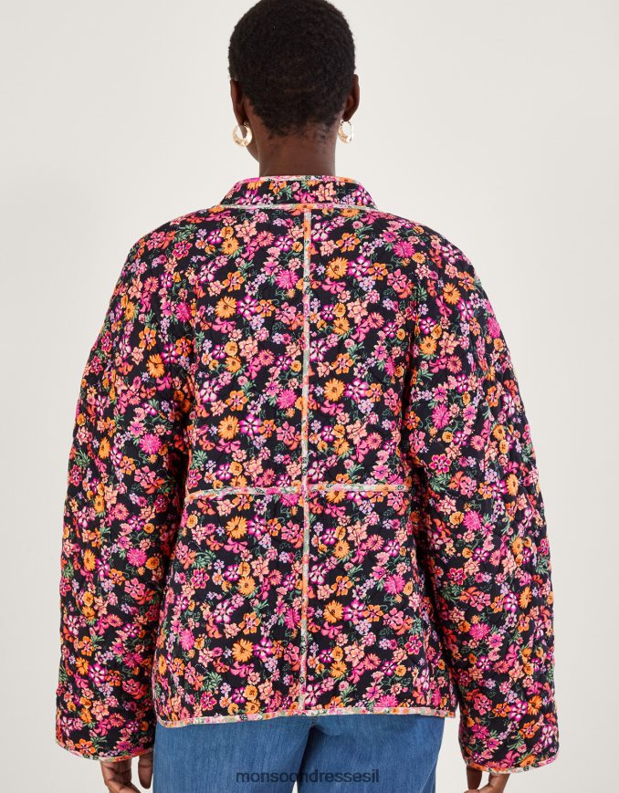 הַלבָּשָׁה Monsoon ז'קט קווילט עם הדפס פרחים ו-ikat ב-lenzing ecovero תפוז נשים HTJ0TZ2803