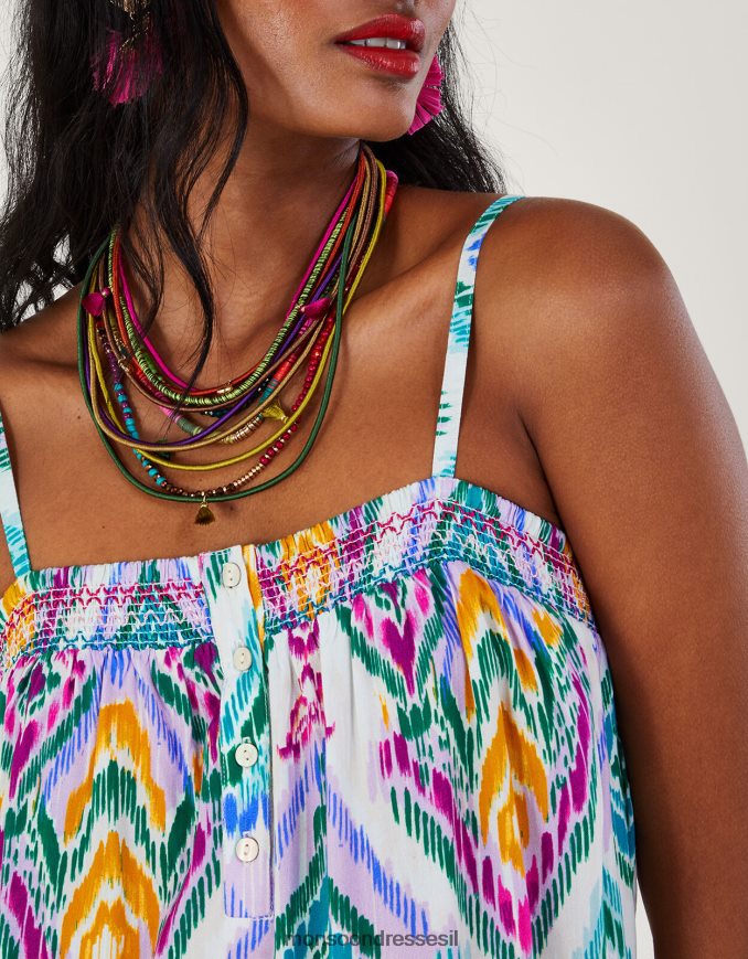 הַלבָּשָׁה Monsoon שמלת קאמי מדורגת בהדפס ikat ב-lenzing ecovero סָגוֹל נשים HTJ0TZ680