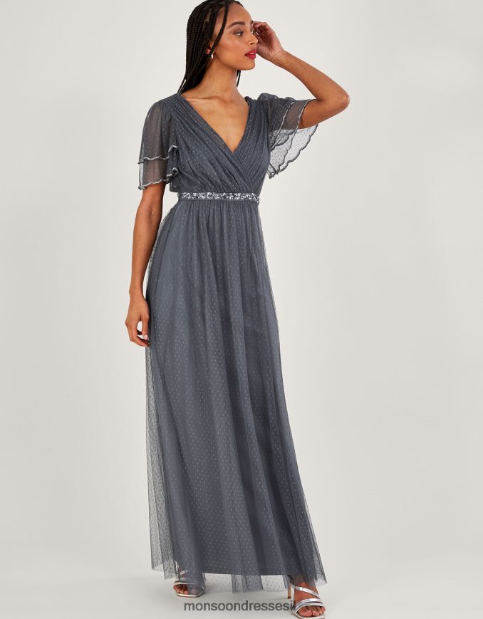 הַלבָּשָׁה Monsoon שמלת מקסי ספוט רשת של isla כחול (כחול כהה) נשים HTJ0TZ783