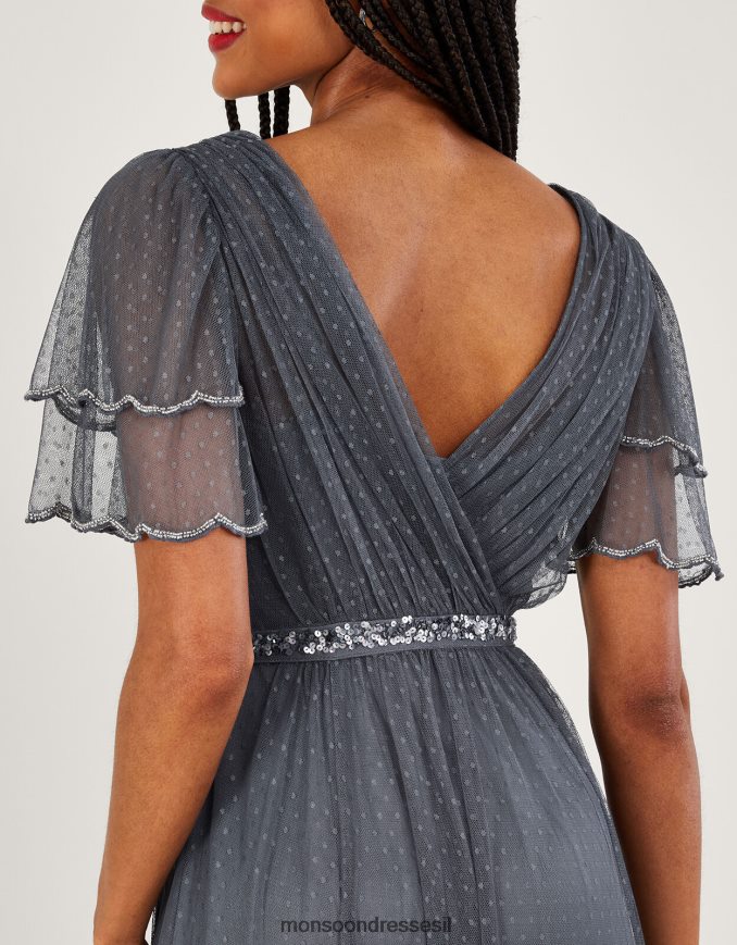 הַלבָּשָׁה Monsoon שמלת מקסי ספוט רשת של isla כחול (כחול כהה) נשים HTJ0TZ783