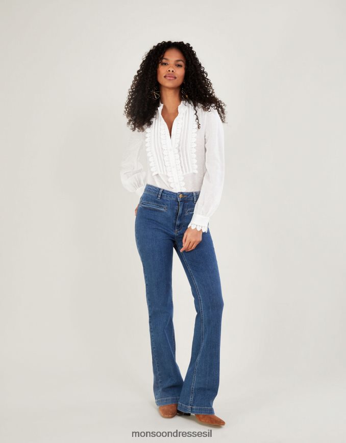 הַלבָּשָׁה Monsoon חולצת תחרה iva שֶׁנהָב נשים HTJ0TZ908