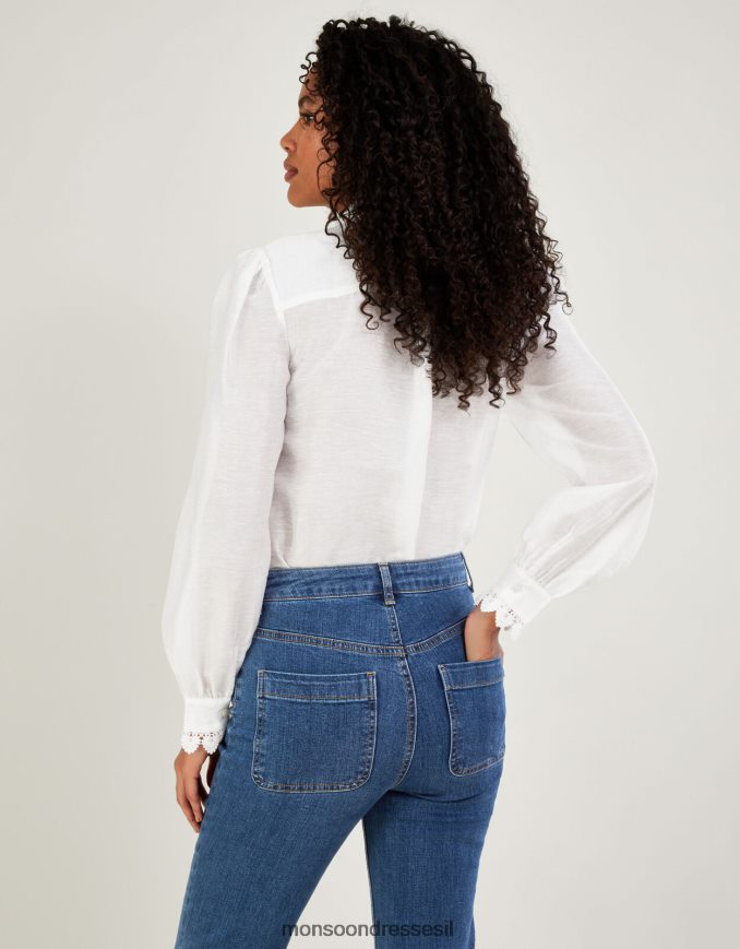 הַלבָּשָׁה Monsoon חולצת תחרה iva שֶׁנהָב נשים HTJ0TZ908