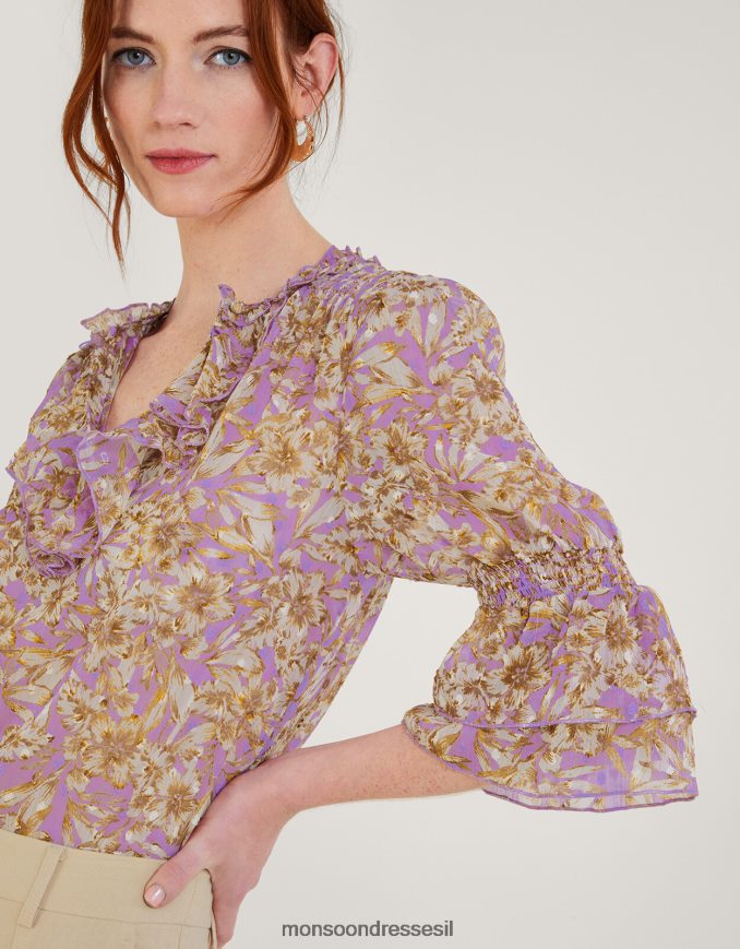 הַלבָּשָׁה Monsoon חולצת מלמלה של keava בפוליאסטר ממוחזר סגול (לילך) נשים HTJ0TZ344