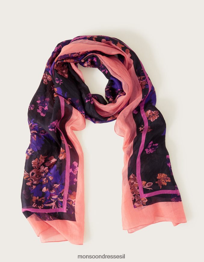 אבזר Monsoon צעיף משי kiera border חַם נשים HTJ0TZ1246