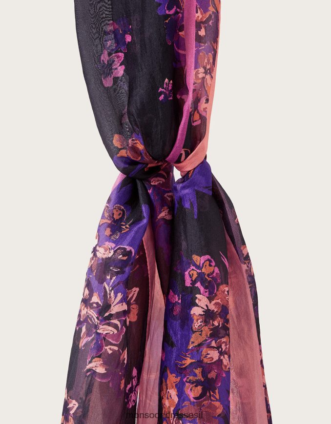 אבזר Monsoon צעיף משי kiera border חַם נשים HTJ0TZ1246