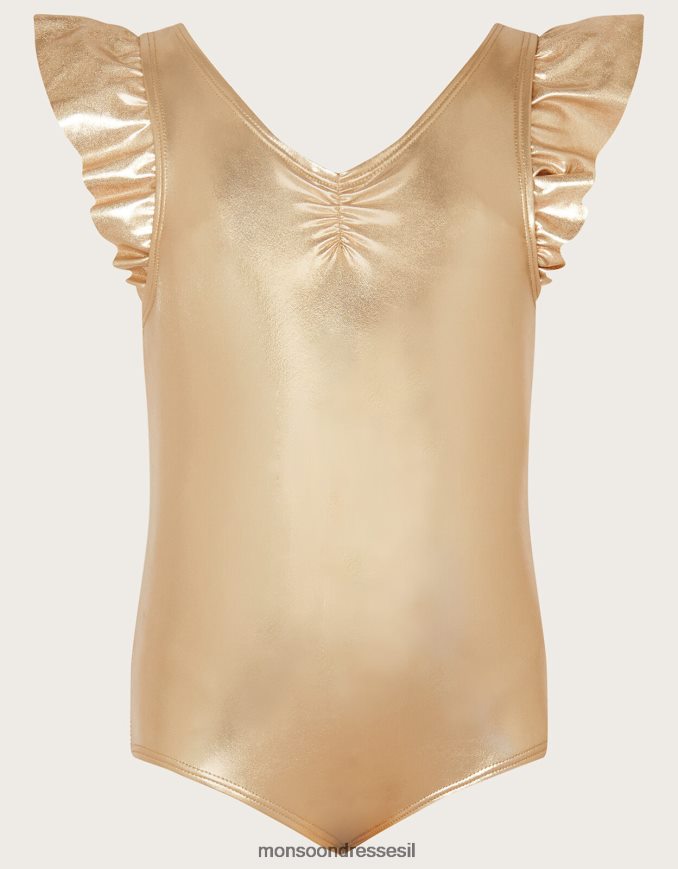 הַלבָּשָׁה Monsoon land of wonder בגד גוף עם שרוול מלמלה זהב ילדה HTJ0TZ1720