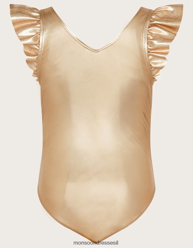 הַלבָּשָׁה Monsoon land of wonder בגד גוף עם שרוול מלמלה זהב ילדה HTJ0TZ1720