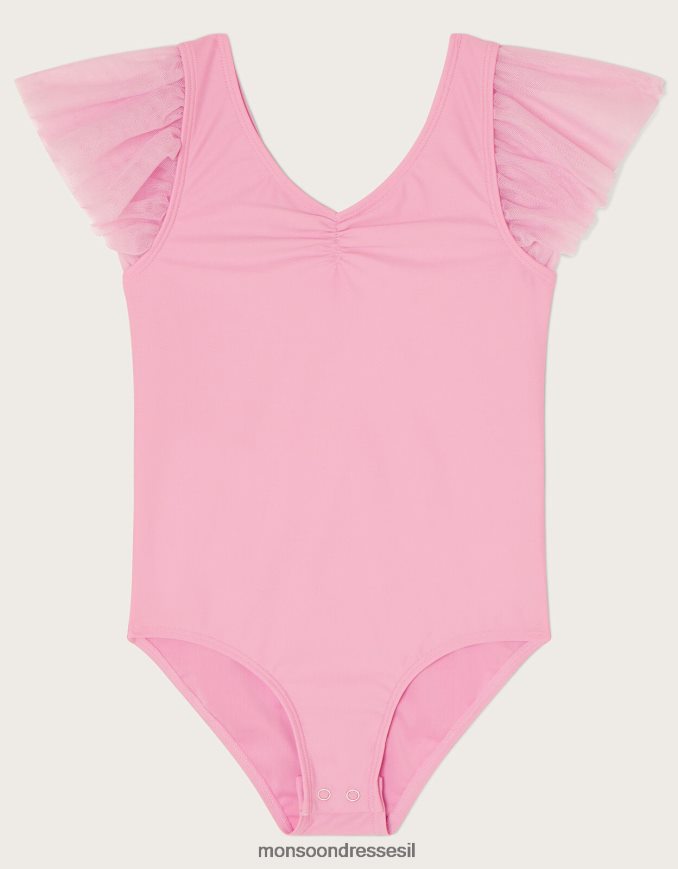 הַלבָּשָׁה Monsoon land of wonder בגד גוף עם שרוול מלמלה ורוד (ורוד כהה) ילדה HTJ0TZ1841