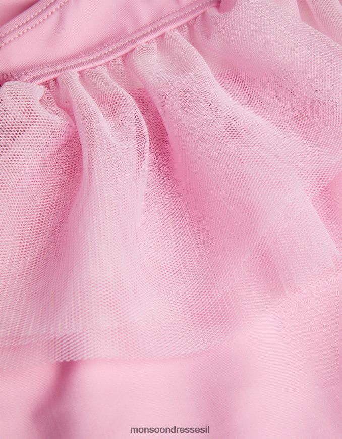 הַלבָּשָׁה Monsoon land of wonder בגד גוף עם שרוול מלמלה ורוד (ורוד כהה) ילדה HTJ0TZ1841