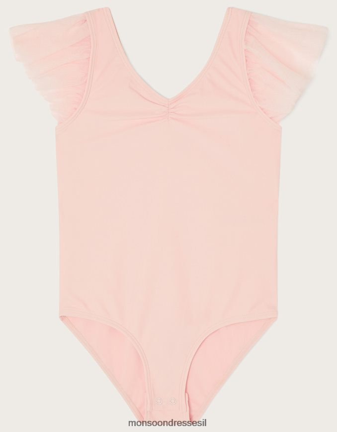 הַלבָּשָׁה Monsoon land of wonder בגד גוף עם שרוול מלמלה ורוד (ורוד חיוור) ילדה HTJ0TZ1842