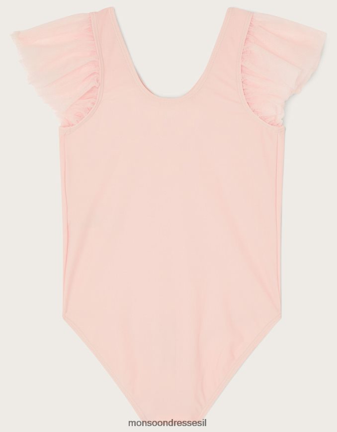 הַלבָּשָׁה Monsoon land of wonder בגד גוף עם שרוול מלמלה ורוד (ורוד חיוור) ילדה HTJ0TZ1842