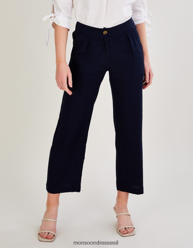 הַלבָּשָׁה Monsoon מכנסיים קצרים של layla בתערובת פשתן כחול (צי) נשים HTJ0TZ1035