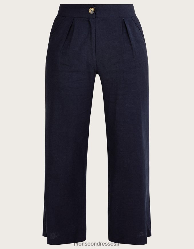 הַלבָּשָׁה Monsoon מכנסיים קצרים של layla בתערובת פשתן כחול (צי) נשים HTJ0TZ1035