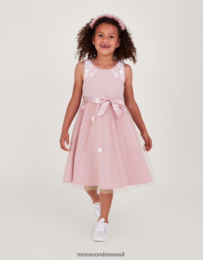 הַלבָּשָׁה Monsoon שמלת צלילה תלת מימדית של layla וָרוֹד ילדה HTJ0TZ1937