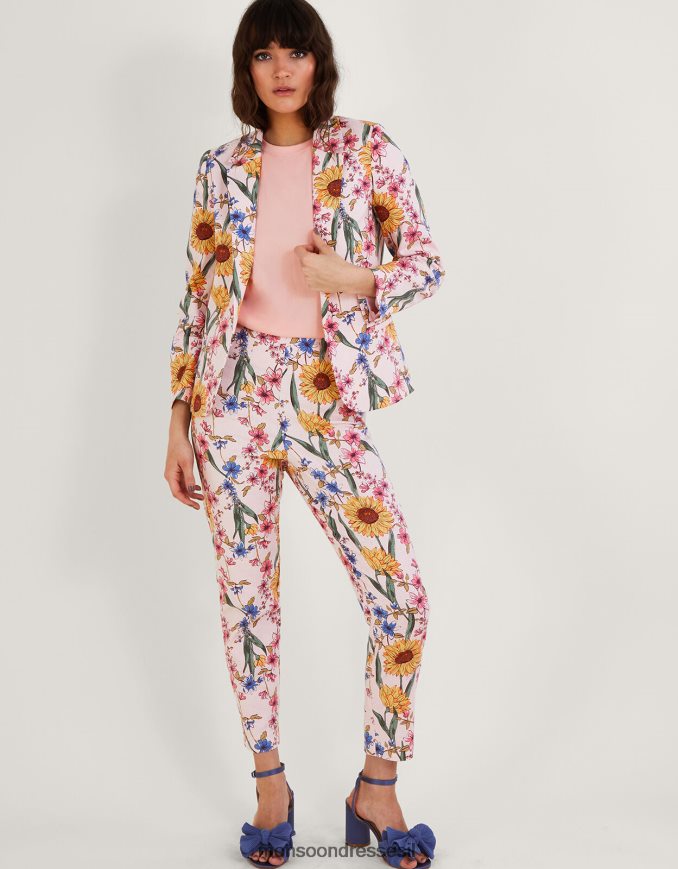 הַלבָּשָׁה Monsoon ז'קט בהדפס חמניות של leilah עם כותנה בת קיימא ורוד (סומק) נשים HTJ0TZ1076