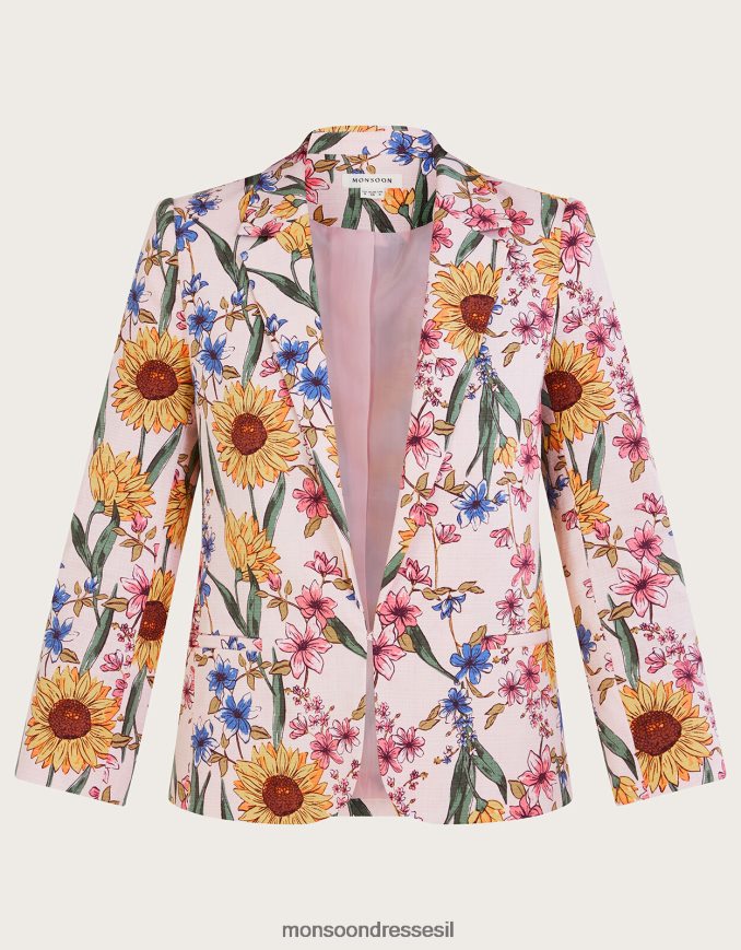הַלבָּשָׁה Monsoon ז'קט בהדפס חמניות של leilah עם כותנה בת קיימא ורוד (סומק) נשים HTJ0TZ1076