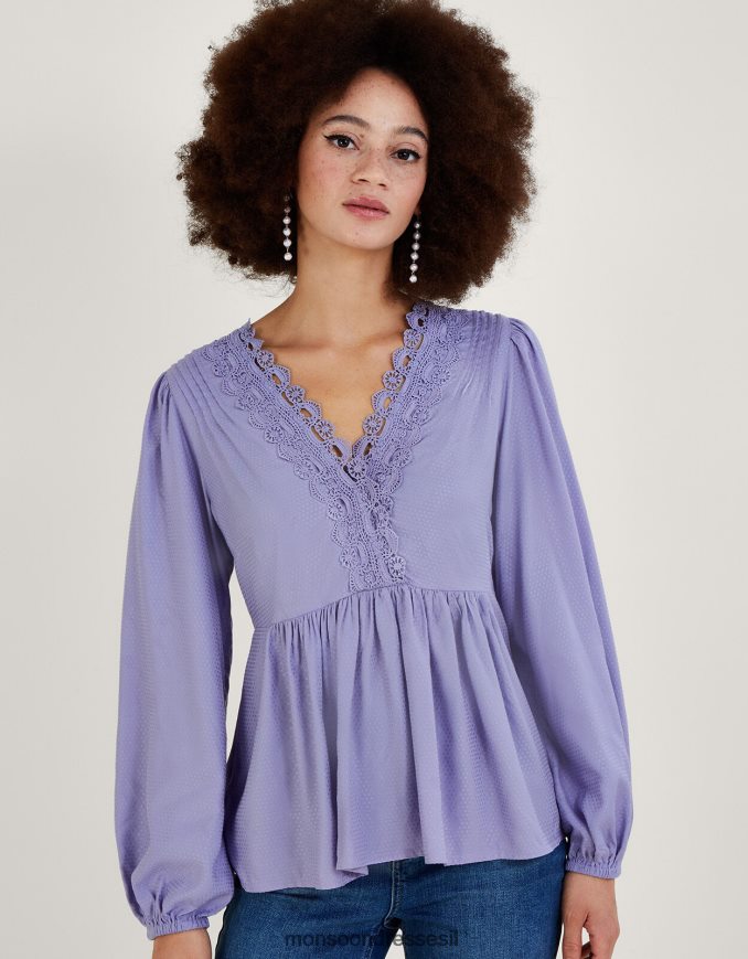 הַלבָּשָׁה Monsoon לוסי תחרה חלק עליון ב-lenzing ecovero סגול (לילך) נשים HTJ0TZ1021