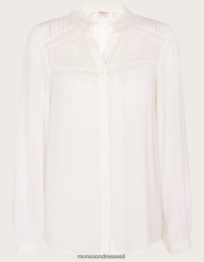 הַלבָּשָׁה Monsoon חולצת תחרה ב-lenzing ecovero לבן נשים HTJ0TZ1074