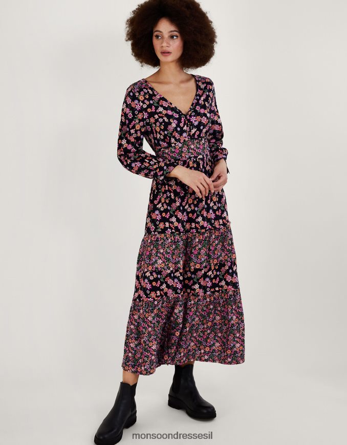 הַלבָּשָׁה Monsoon שמלה מדורגת עם הדפס פרחוני ב-lenzing ecovero תפוז נשים HTJ0TZ1079