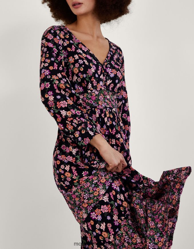 הַלבָּשָׁה Monsoon שמלה מדורגת עם הדפס פרחוני ב-lenzing ecovero תפוז נשים HTJ0TZ1079