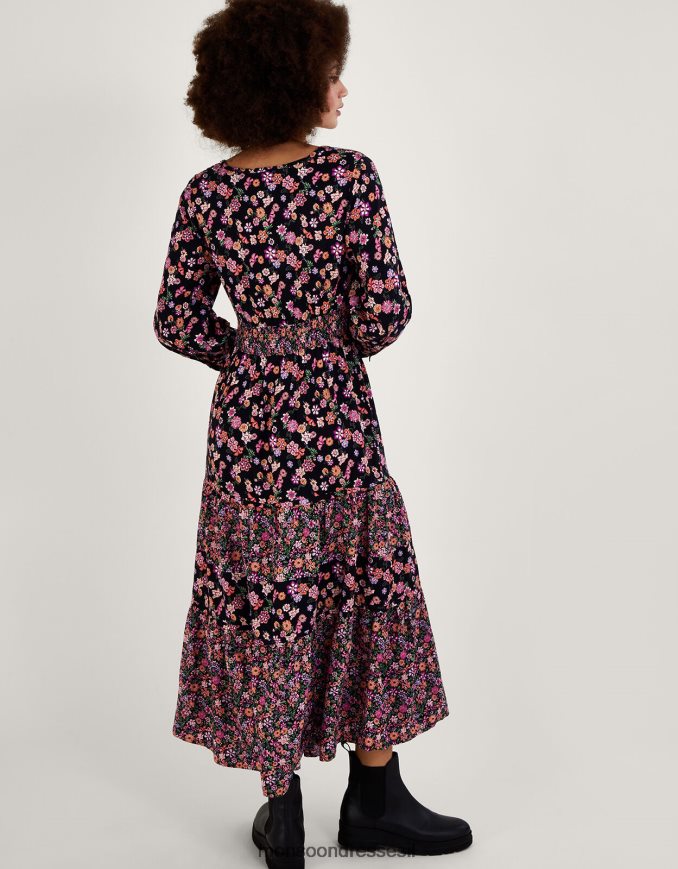 הַלבָּשָׁה Monsoon שמלה מדורגת עם הדפס פרחוני ב-lenzing ecovero תפוז נשים HTJ0TZ1079