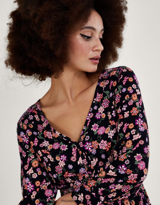 הַלבָּשָׁה Monsoon שמלה מדורגת עם הדפס פרחוני ב-lenzing ecovero תפוז נשים HTJ0TZ1079