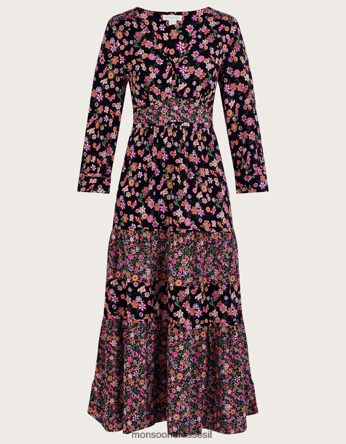 הַלבָּשָׁה Monsoon שמלה מדורגת עם הדפס פרחוני ב-lenzing ecovero תפוז נשים HTJ0TZ1079