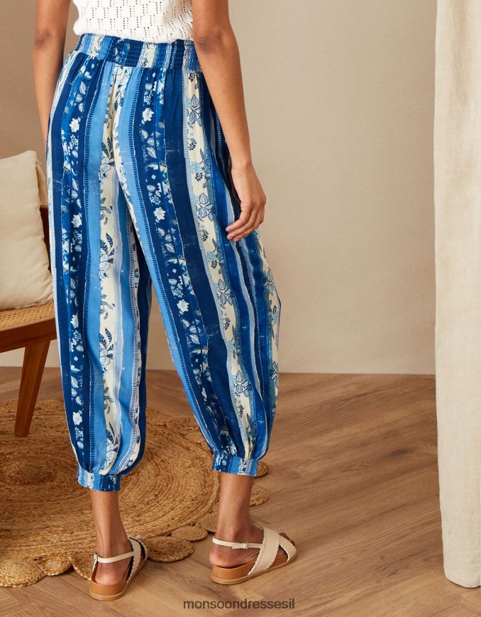 הַלבָּשָׁה Monsoon מכנסי הרמון בהדפס רב פסים ב-lenzing ecovero כְּחוֹל נשים HTJ0TZ1118