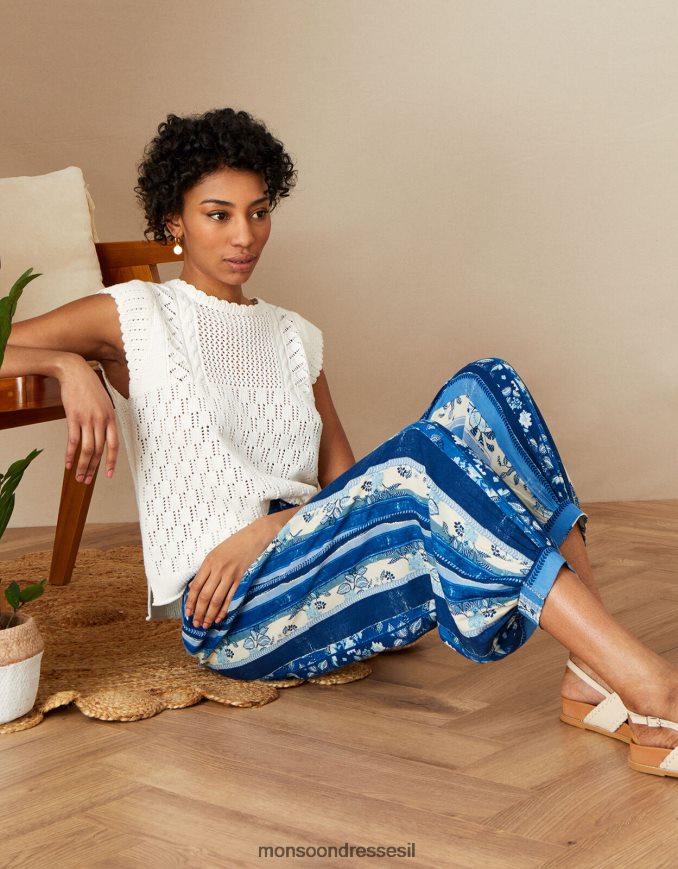 הַלבָּשָׁה Monsoon מכנסי הרמון בהדפס רב פסים ב-lenzing ecovero כְּחוֹל נשים HTJ0TZ1118