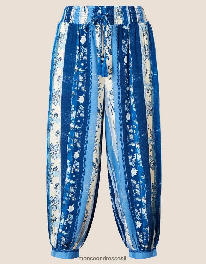 הַלבָּשָׁה Monsoon מכנסי הרמון בהדפס רב פסים ב-lenzing ecovero כְּחוֹל נשים HTJ0TZ1118