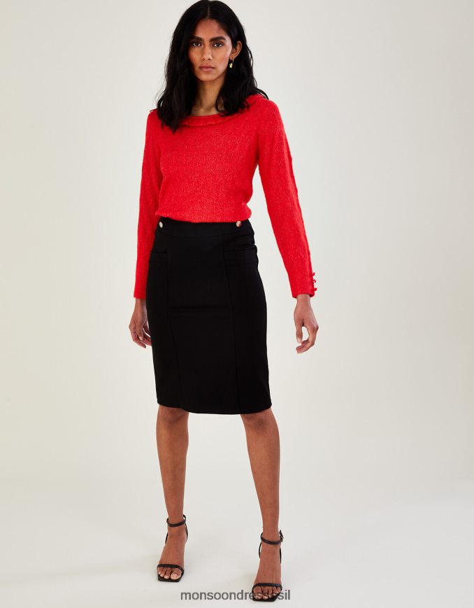 הַלבָּשָׁה Monsoon חצאית עיפרון פונטה עם lenzing ecovero שָׁחוֹר נשים HTJ0TZ1124