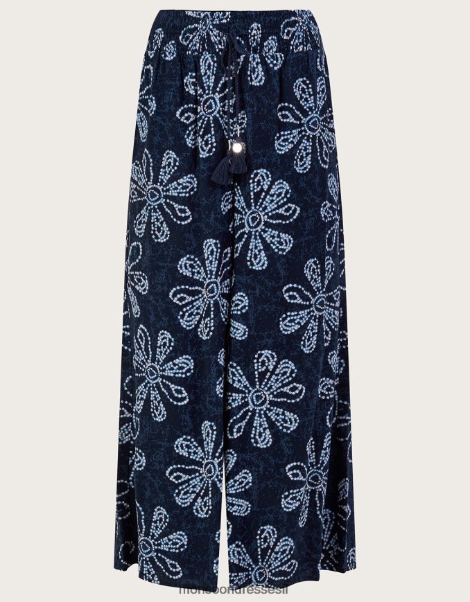 הַלבָּשָׁה Monsoon מכנסיים פרחוניים בהדפס בטיק ב-lenzing ecovero כחול (צי) נשים HTJ0TZ116