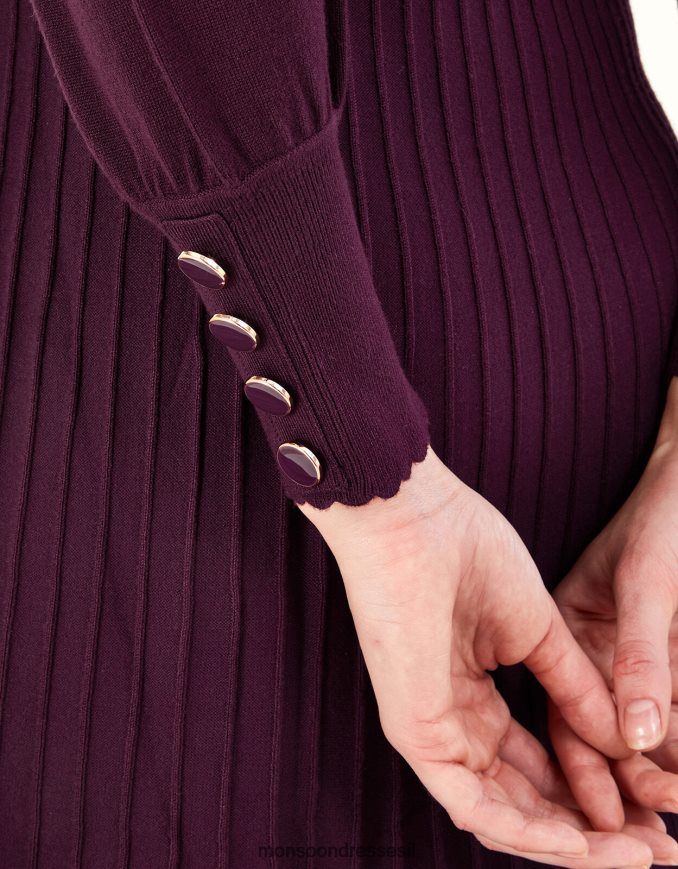 הַלבָּשָׁה Monsoon שמלת צווארון סקופ עם lenzing ecovero יין אדום) נשים HTJ0TZ133