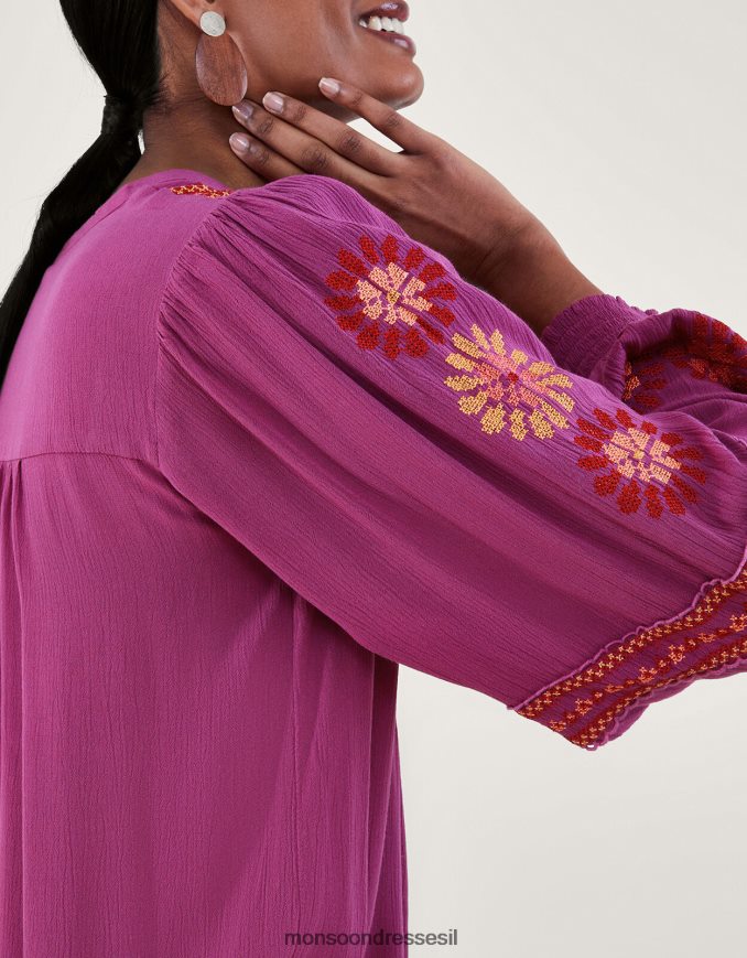 הַלבָּשָׁה Monsoon חולצת תפר פרחונית ב-lenzing ecovero וָרוֹד נשים HTJ0TZ174