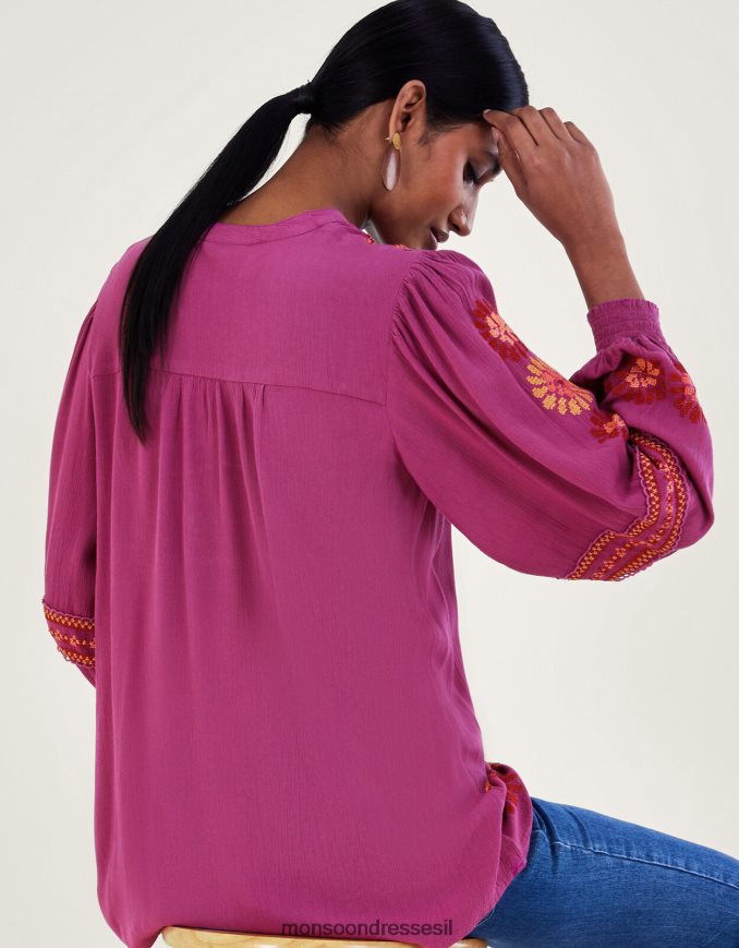 הַלבָּשָׁה Monsoon חולצת תפר פרחונית ב-lenzing ecovero וָרוֹד נשים HTJ0TZ174