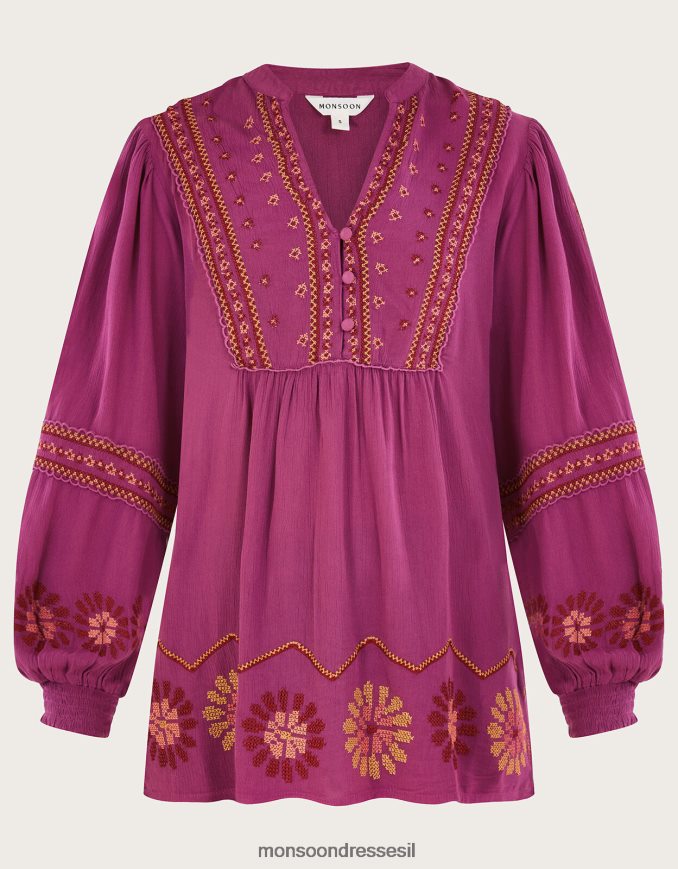 הַלבָּשָׁה Monsoon חולצת תפר פרחונית ב-lenzing ecovero וָרוֹד נשים HTJ0TZ174